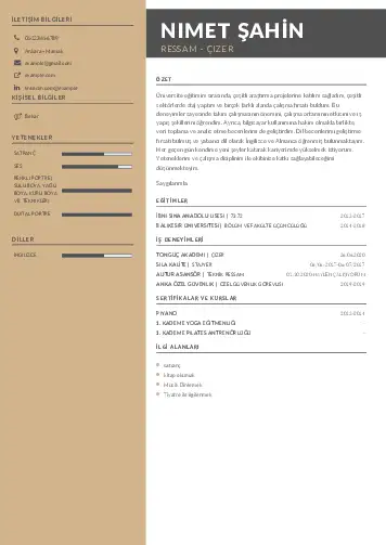 Ressam Cv Örnekleri cv indir